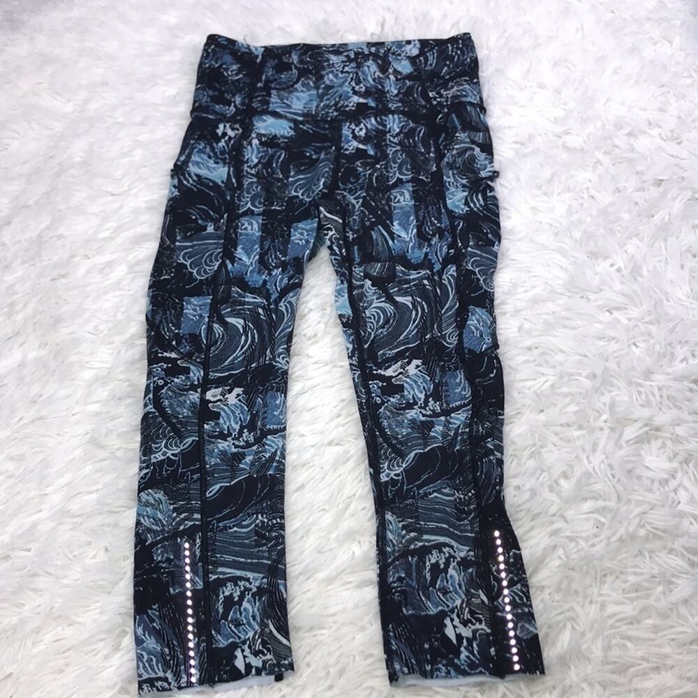 Lululemon Fast & Free Crop II *Nulux 19" Eternal Wave Starlight Black